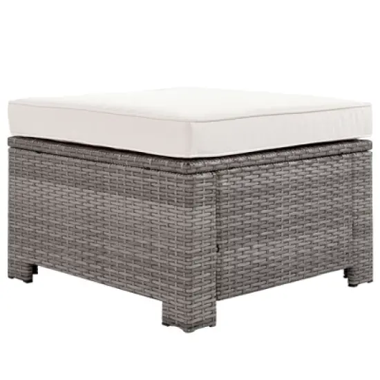 6PCS Patio PE Rattan Conversation Set, Outdoor All-weather Wicker Sectional Sofa Set, Beige-ModernLuxe image {11}