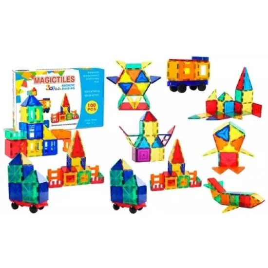 Link 3D 100pc Magnetic Building Blocks Tile Set - Great For Fine Motor Skills & Problem Solving image {1}