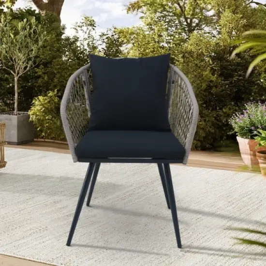 3 Piece Patio Bistro Set, Outdoor Wicker Apartment Balcony Furniture Sets, Rattan Table and Chairs Set of 2 for Porch Backyard Lawn Poolside Deck image {2}