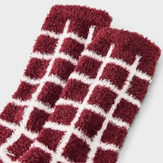 Women's Windowpane Plaid Cozy Crew Socks - Auden&trade; 4-10 image {2}