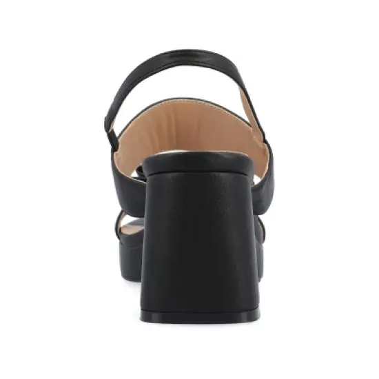 Journee Collection Womens Brookan Sling Back Covered Block Heel Platform Sandals image {2}