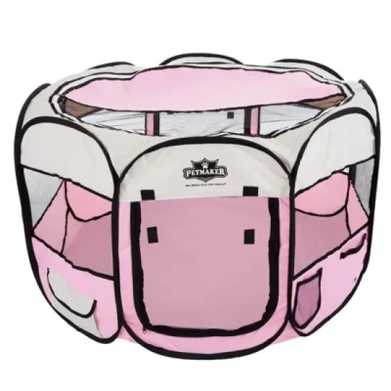 Pet Adobe Portable Pop-Up Pet Play Pen with Carrying Bag - Pink image {4}