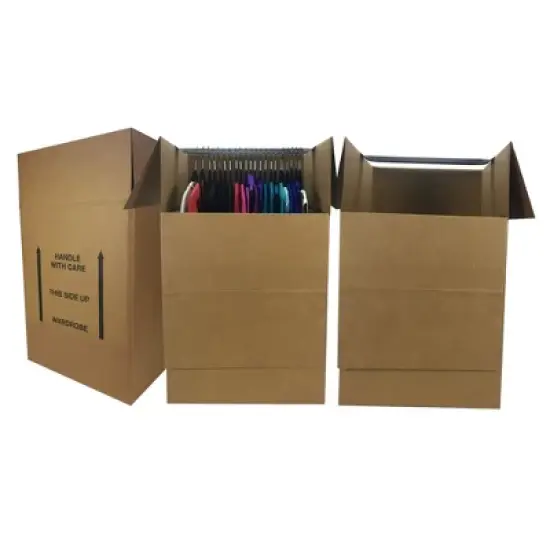 UBMOVE Pack of 3 Large Corrugated Wardrobe Moving Boxes 24" x 24" x40" image {3}