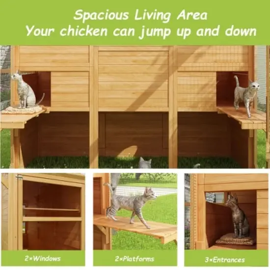 FUFU&GAGA Large Wooden Cattery Cat Enclosure Cat House with Multi - Level Space - Outdoor/Indoor Cat House with Secure Mesh image {11}