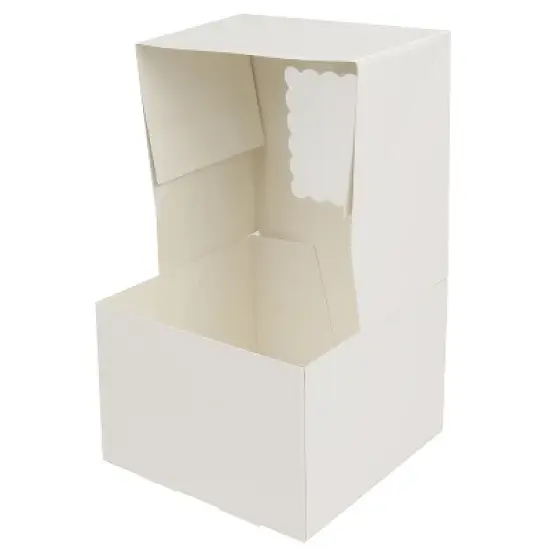 O'Creme White Cake Box with Window, 6" x 6" x 4" - Pack of 5 image {2}