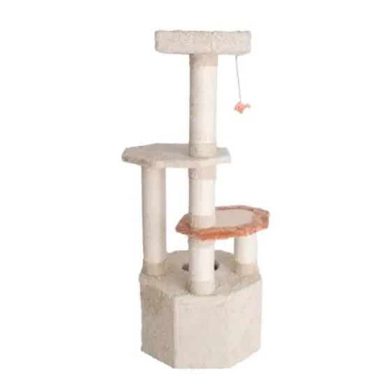 Armarkat Premium Real Wood Jackson Galaxy Approved Cat Tree, Multi Levels with Perch and Playhouse - Khaki image {5}