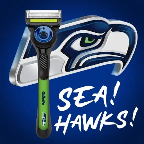 Gillette Labs Men's Special NFL Seahawks Edition Shaving Razor with 4 Refills and Magnetic Stand image {2}