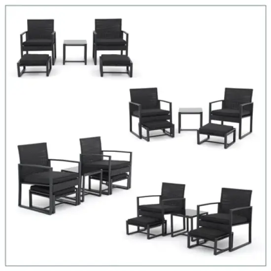 Sunsitt 5pc Steel Wicker Outdoor Patio Conversation Bistro Set image {5}