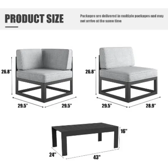 LayinSun 8-Piece Large Outdoor Modular L-Shaped Sectional Set with Coffee Table image {8}