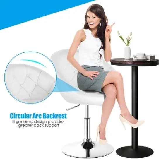 Tangkula Modern Swivel Bar Stools Height Adjustable Round Tufted Back Accent Chair Black/White image {5}
