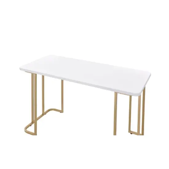 Estie Writing Desk White/Gold - Acme Furniture image {3}