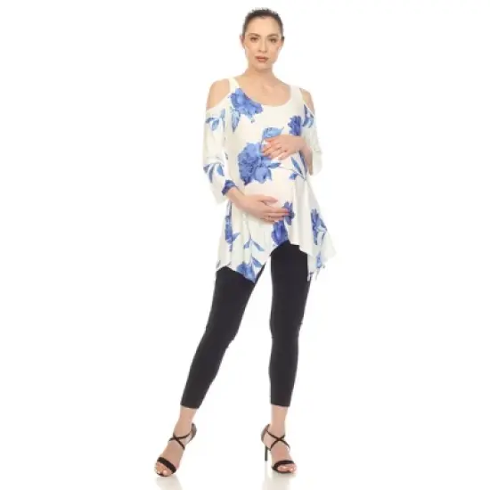Maternity Floral Printed Cold Shoulder Tunic image {6}
