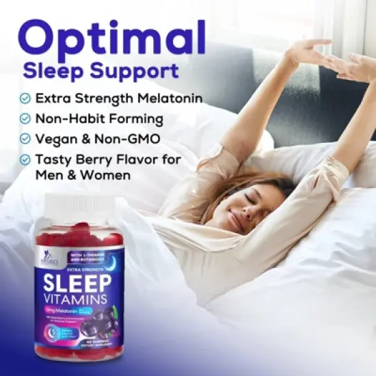Sleep Gummies - 12mg Melatonin Natural Sleep Vitamin Supplement Formula with L-theanine, Chamomile, & Lemon Balm - Extra Strength Sleep - 60 Gummies image {4}
