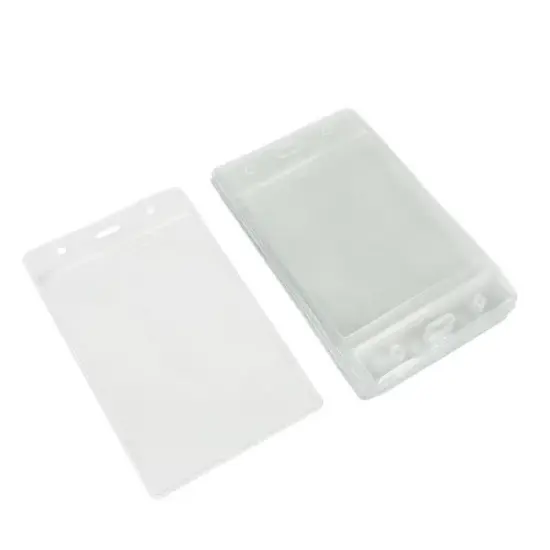 Unique Bargains Resealable Zip Clear Plastic Vertical ID Badge Holder 10 PCS image {3}