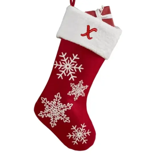 Personalization Mall Red & White Snowflake Initial Christmas Stocking image {26}