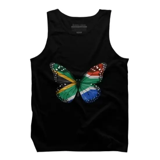 Men's Design By Humans Butterfly Flag Of South Africa By GiftsIdeas Tank Top image {2}
