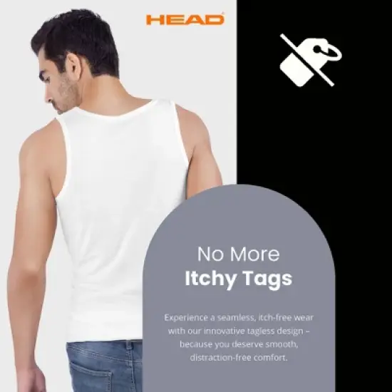 HEAD 3pk Mens Tank Top Breathable Tagless Comfortable Cotton Mens Modern Fit T Shirt image {2}