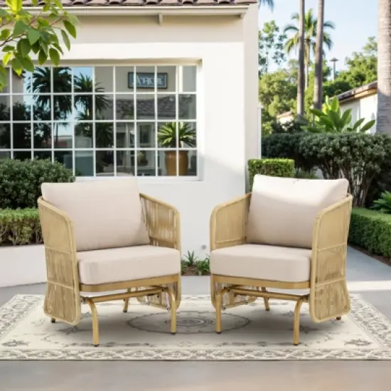 Outdoor Patio Furniture Set All Weather Wicker Conversation Set image {11}
