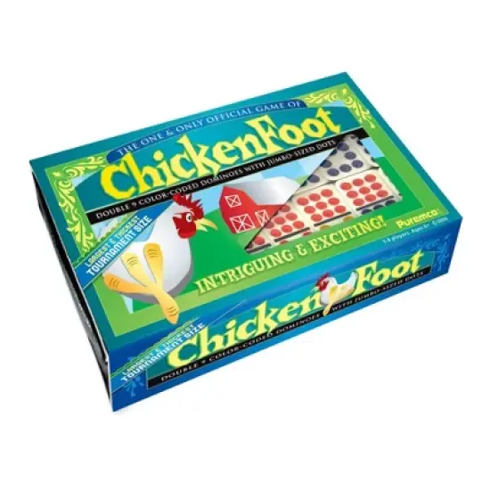 Puremco ChickenFoot Double 9 Color Dot Dominoes Board Game: Educational Patterns & Instructions, Party for 1-8 Players image {2}