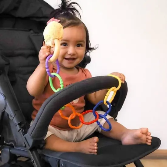 Lulyboo Travel Accessory Link Baby Rings Toy - Rainbow Colors image {4}