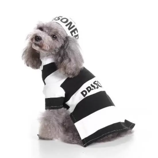 Pet Life Striped Retro Inmate Prisoner Uniform Dog Costume image {1}