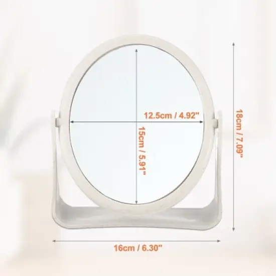Unique Bargains Plastic Double-Sided Rotating Round Makeup Mirror 1 Pc image {2}