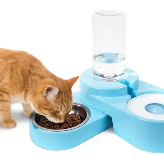 Adjustable Dog & Cat Food and Water Dispenser Set, Double Dog & Cat Bowls with Steel Bowl, Pet Refillable Water Bowl image {6}