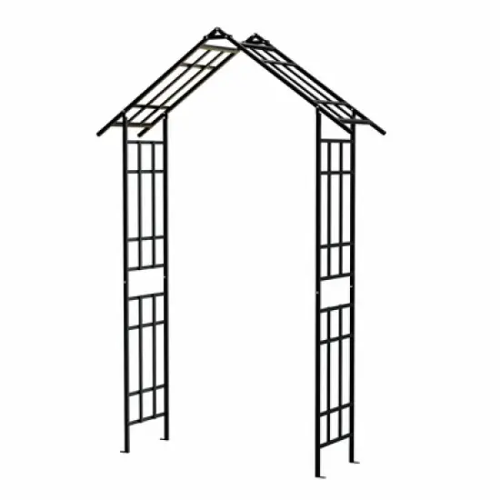 Lirago Black Metal Garden Arch - Adjustable 2-in-1 Galvanized Iron Trellis with Gate  16.92"Dx101.96"Hx42.51"W image {10}