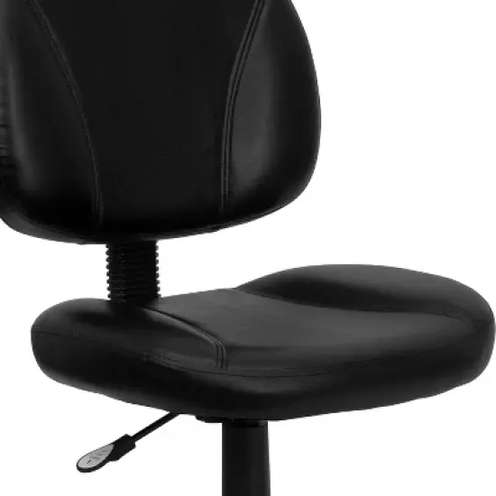 Emma and Oliver Mid-Back Black LeatherSoft Ergonomic Task Office Chair - Back Depth Adjustment image {4}