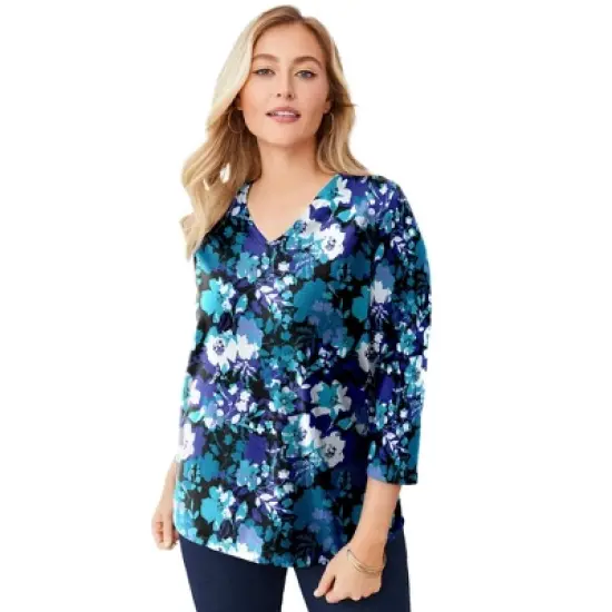 Jessica London Women&rsquo;s Plus Size V-Neck Tee image {21}