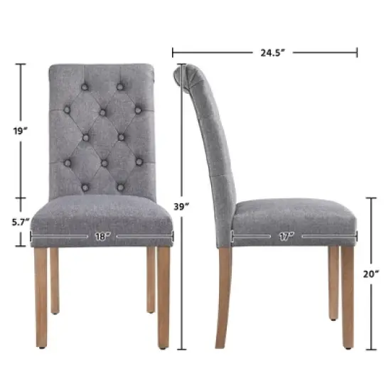Yaheetech 2pcs Classic Fabric Upholstered Dining Chair Kitchen Chair image {2}