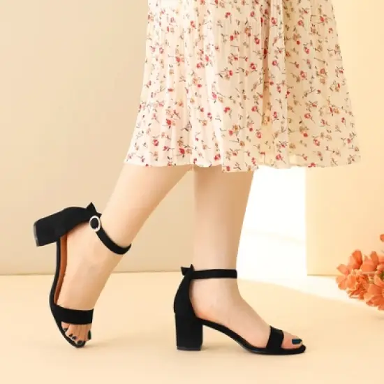 Perphy Ankle Strap Open Toe Block Heels Sandals for Women image {1}
