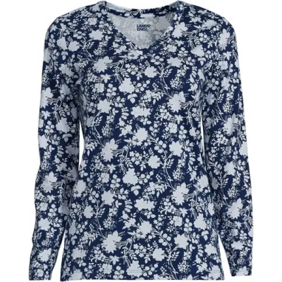 Lands' End Women's Tall Relaxed Supima Cotton Long Sleeve V-Neck T-Shirt image {14}