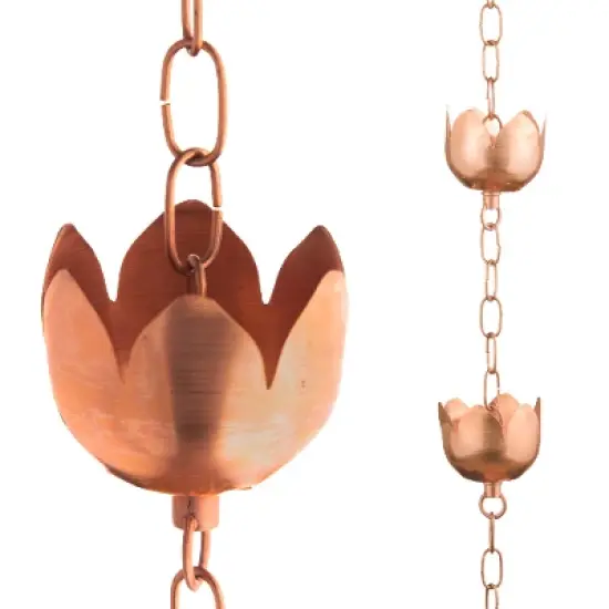 Marrgon Copper Rain Chain with Tulip Style Cups for Gutter Downspout Replacement image {7}