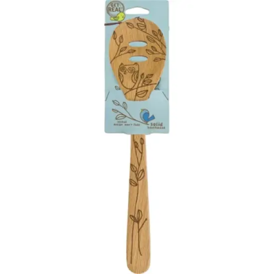 Talisman Designs Laser Etched Beechwood Slotted Spoon, Nature Collection, Set of 1 image {1}