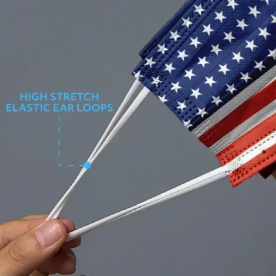 MagiCare - American Flags Design Face Masks for Adults - Breathable 3-Layer Disposable Masks - 50ct Box image {6}