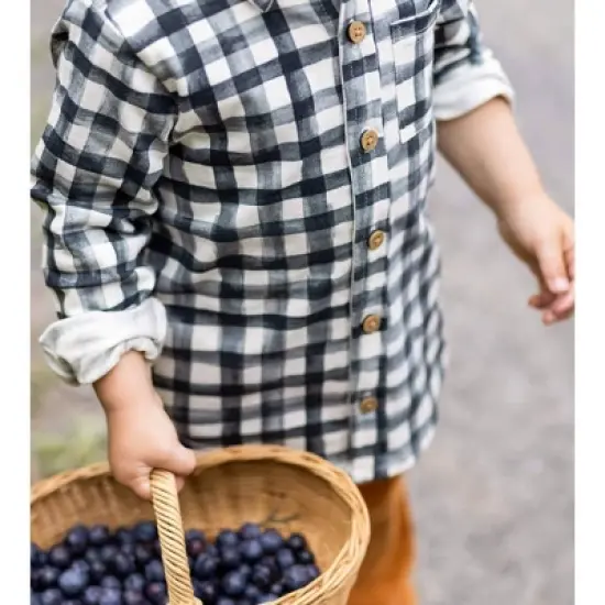 Burt's Bees Baby&reg; Boys' Gingham Button Down Top & Raised Ribbed Pant Set image {2}