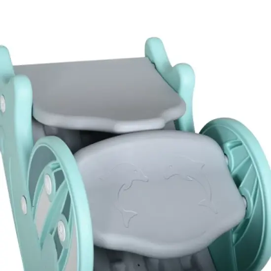 Qaba 3-in-1 Kids Portable Slide Rocking Horse Toy with Basketball Hoop for Age 3-5 Boys and Girls image {5}