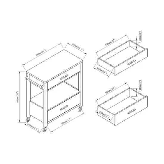 Umberra 2 Drawer Kitchen Cart Red Cocoa - HOMES: Inside + Out image {5}