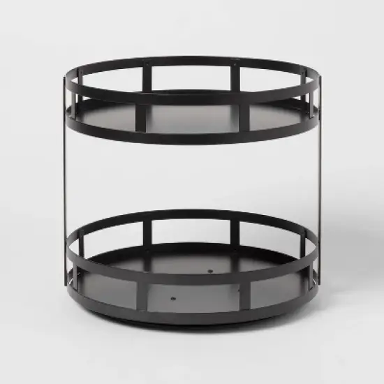 2-Tier Metal Lazy Susan Turntable Black - Brightroom&trade;: Steel Round Serving Tray, Powder-Coated, Countertop/Tabletop image {3}