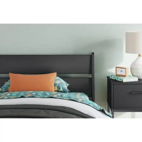 Signature Design by Ashley Socalle Twin Panel Headboard in Matte Black Finish image {1}