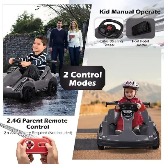 Costway 6V Electric Go Kart for Kids Electric Ride On Car w/ 2.4G Remote Control w/Soft Start Sound and Music Function image {2}