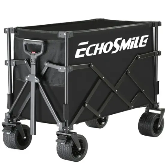 EchoSmile 6.85 cu. ft. Fabric Portable Garden Cart with Adjustable Rolling Wheels in Black image {7}