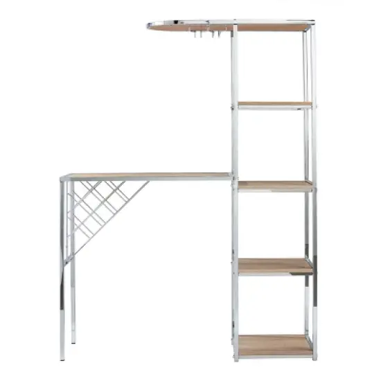 Befail Serving Table with Bar Storage Natural/Chrome - Aiden Lane image {5}