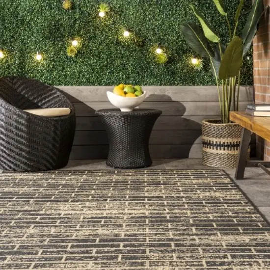 nuLOOM Justina Abstract Brick Indoor and Outdoor Patio Area Rug image {7}