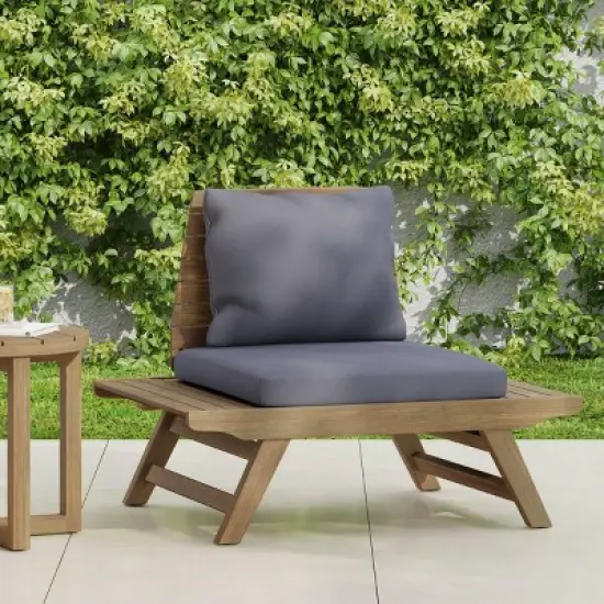 Acacia Wood Patio Accent Chair,Armless Patio Accent Chairs With Water-resistant Cushions,Patio Chair -Maison Boucle image {2}