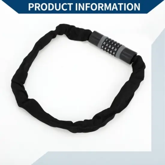Unique Bargains Security Chain Combination Padlock Resettable 5 Digit Bike Lock Black Gray 35.43" image {4}