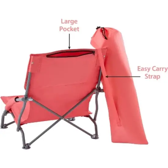 Maui and Sons Comfort Sling Back Bag Beach Camping Picnic Chair Coral image {2}