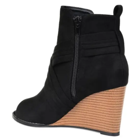 Journee Collection Womens Sabeena Inside Zip Open Toe Wedge Booties image {6}