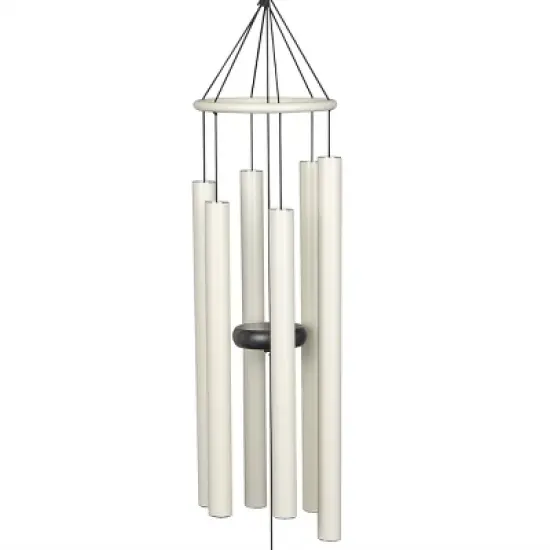 Alpine Corporation 39" White Tuned Aluminum Wind Chime: Creme Gemstone, No Assembly, Outdoor Decor image {1}